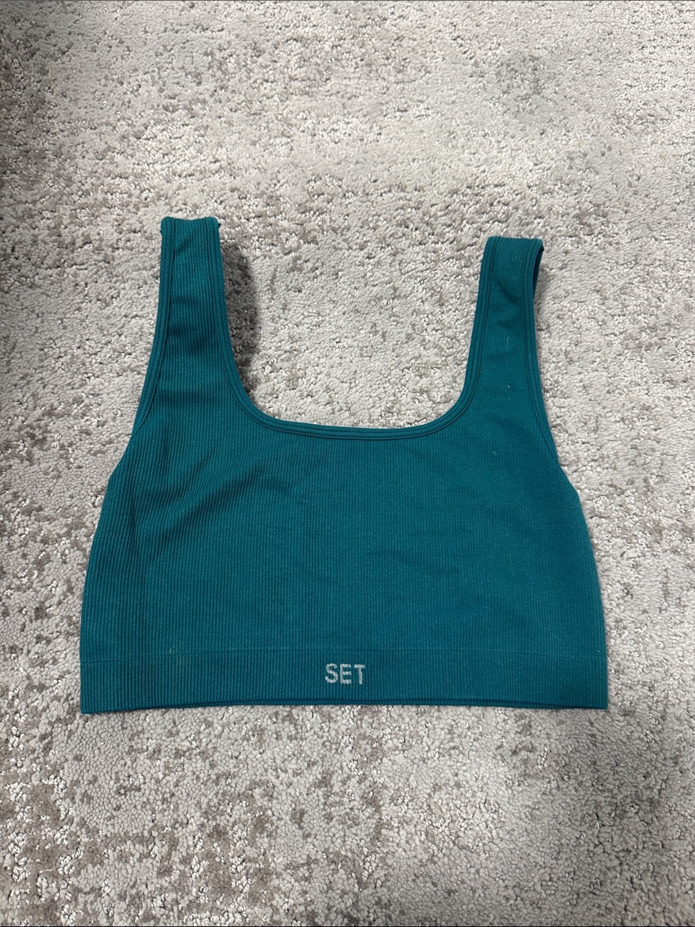 SET Active Teal Ribbed Scoop Bralette